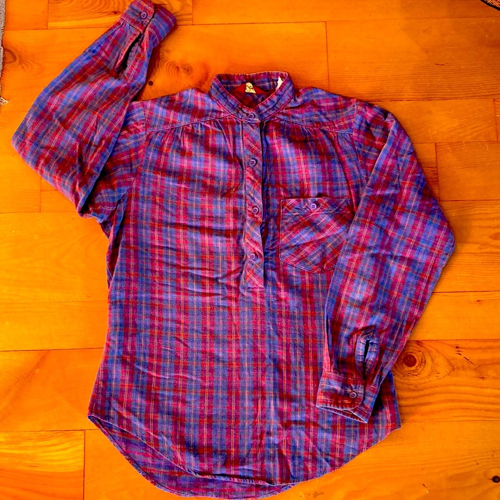 Ms Lee 100% Cotton Flannel Plaid Button Front Shirt, Sz 9-10 Excellent Condition